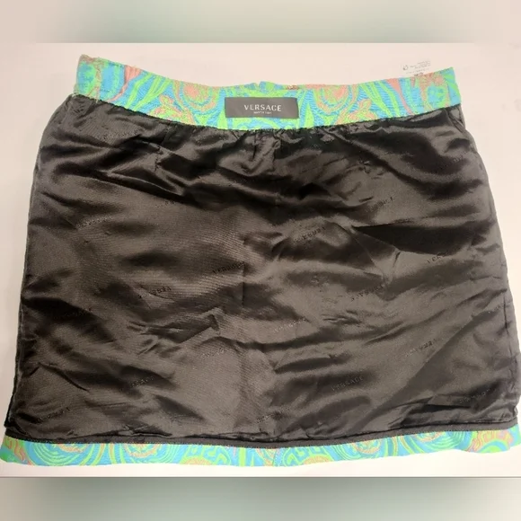 Versace Psycadellic Print Denim A  -Line Mini Skirt Italy SZ 42 - Picture 12 of 15